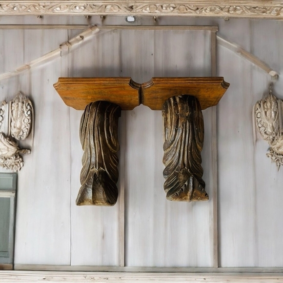 Vintage Set of 2 Drapery Sconce Pair of Rustic Brown Candle Holders Wall Decor - Picture 1 of 6